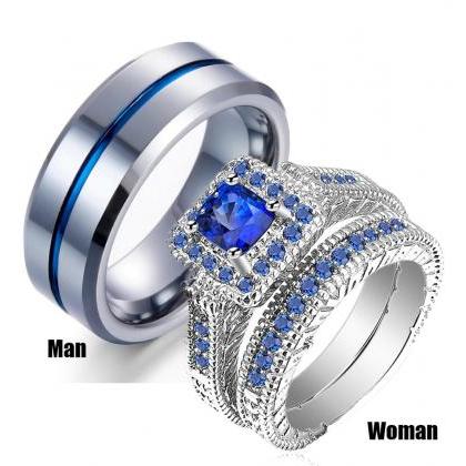 His & Hers Couple Ring Set Women Pl..