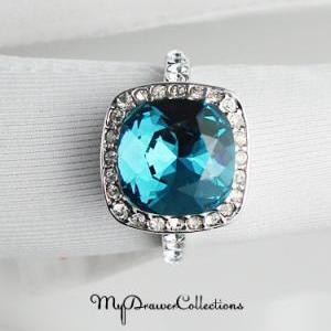 Wgp Turquoise Blue Sapphire Crystal Promise Ring -..