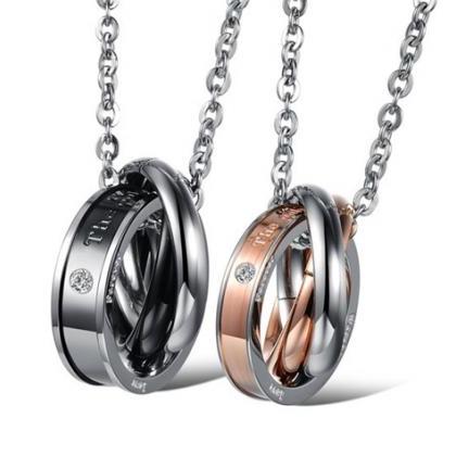 Couple Necklace Set - Titanium Steel Engraved..