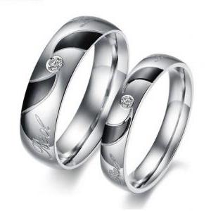 2 Pcs - Real Love Matching Couple Ring Set -..