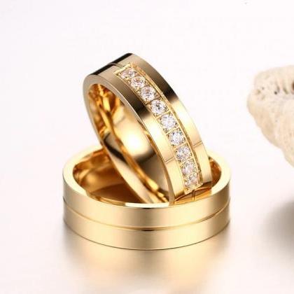 Stainless Steel Gold CZ Matching Co..