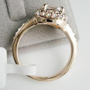 18k Rgp Princess Cut Zircon Halo Wedding Ring W..