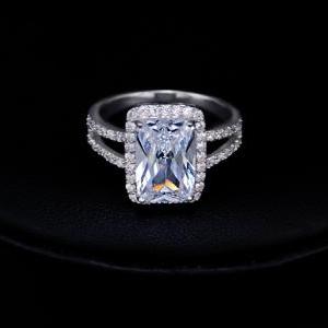 Forked Band 3.5ct Emerald Cut Cz Anniversary Ring..