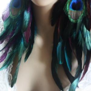 Handmade Peacock Feather Drop/dangling Earrings