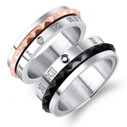 Couple Rings (2pc Set) - Roman Numerals Wedding..