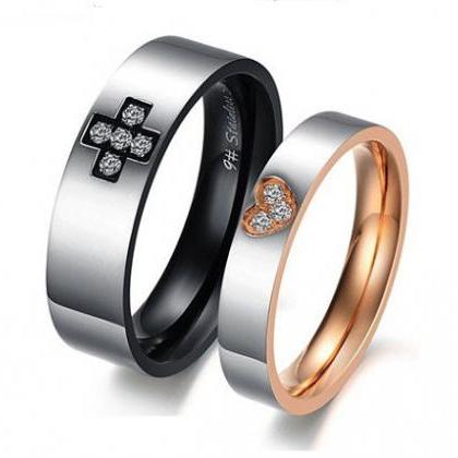Matching Couple Ring Bands - Cross &..