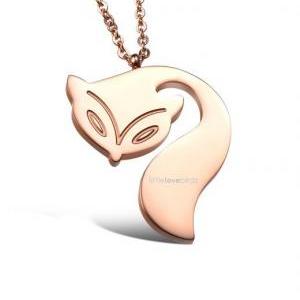 Rose Gold Fox Tail Necklace
