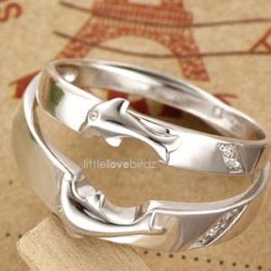 Dolphin Couple Love Ring Band Set - For Him And..