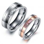You Are My Love - Titanium Matching Couple Ring Band Set (avail sizes 5 thru 10)