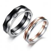 Him & Her 2-Tone Matching Couple Ring Set - Promise Ring (avail sizes 5 thru 15)