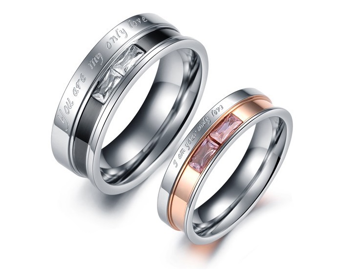 You Are My Love - Titanium Matching Couple Ring Band Set (avail Sizes 5 Thru 10)