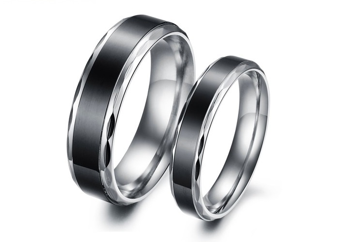 His & Her Matching Titanium Couple Ring Band Set - (available From Sizes 5 - 10)