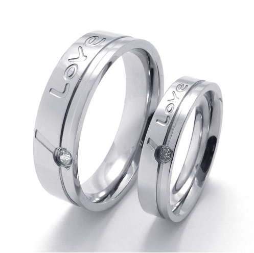 Love Stainless Steel Band for Him or Her - Promise Ring - Friendship Band - (available from sizes 5 - 10)