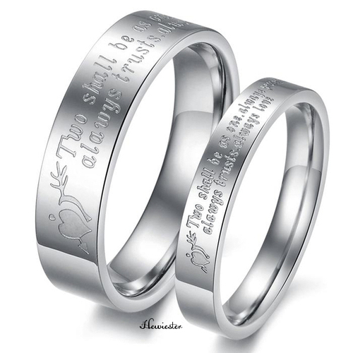 Him & Her Couple Ring Band - Two Shall Be As One - Lover's Ring - Anniversary Ring - Relationship Ring 