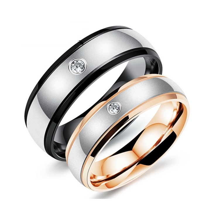 Her & Him Promise Ring Band With Austrian Crystal- Available Sizes From 5 Thru 10