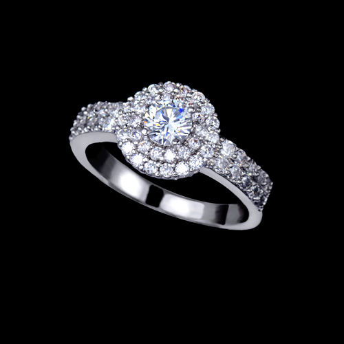 Sparkling White Gold Rhodium Plating Cubic Zirconia Pave Halo Engagement Rings - Available Sizes 4.75 Thru 8.5