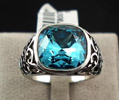 Antique Turquoise Lab Sapphire Crystal Ring - Sz 5 Thru 8 Only on Luulla