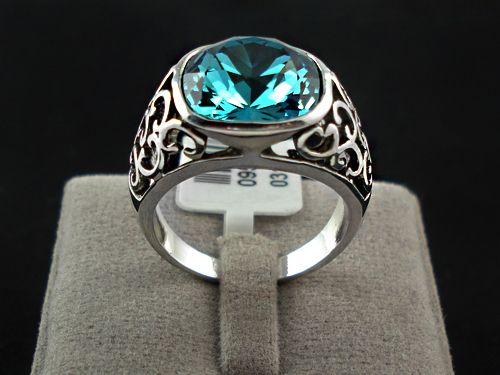 Antique Turquoise Lab Sapphire Crystal Ring - Sz 5 Thru 8 Only
