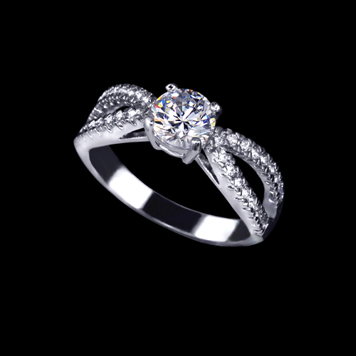 Wave Band Design Tiny CZ Pave 0.75ct Engagement Anniversary Lovers Ring - available sz 5, 6, 7.25 only