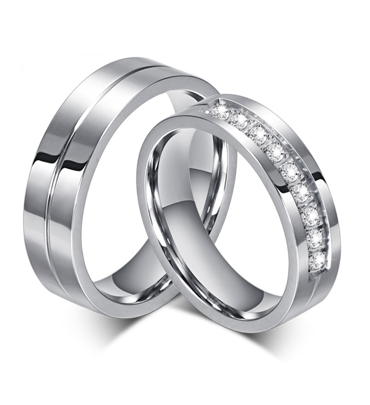 USA 2pcs black stainless steel couple ring set promise Engagement wedding rings 