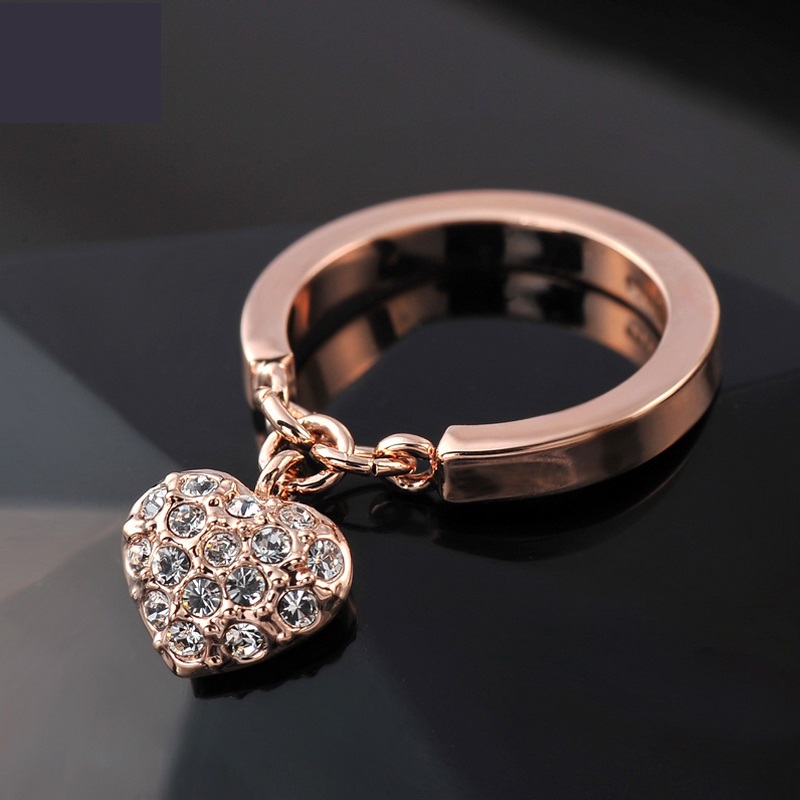 18k Rose Gold Heart Charm Ring (sizes 6, 6.5, 8, 9)