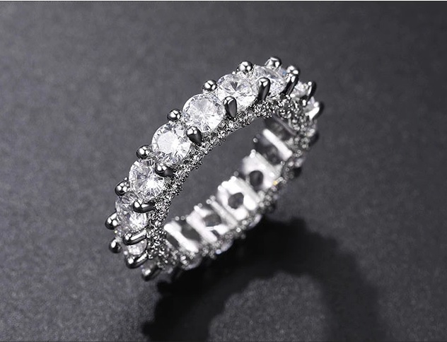 Dazzling White Round Cut Wedding Eternity Ring - sizes 5, 6, 7, 8