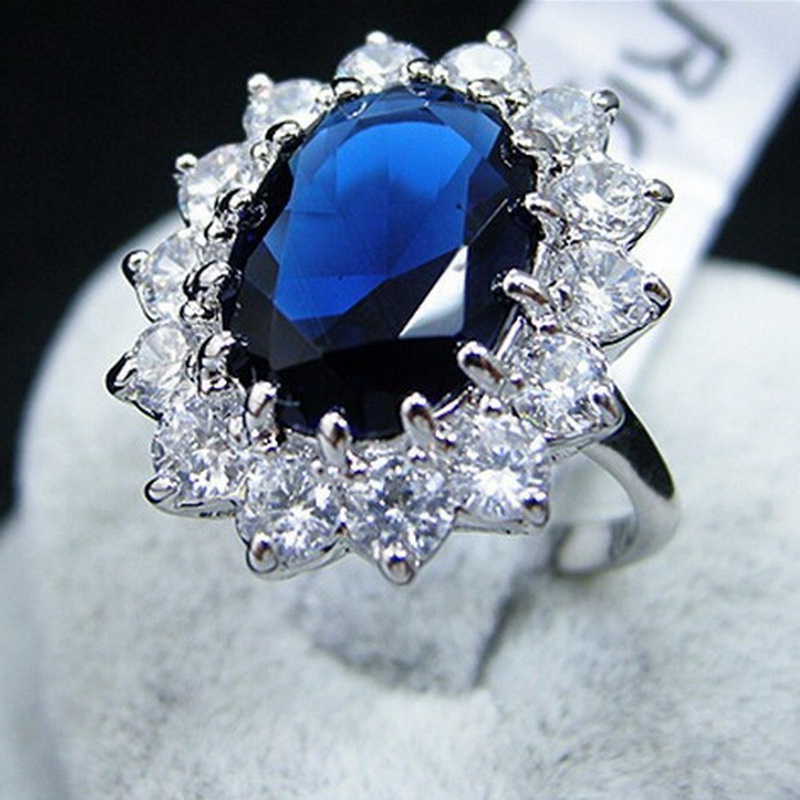 Stunning White Platinum Aaa Blue Zircon Engagement Ring (sz 5.5, 6.5, 8, 9, 10)