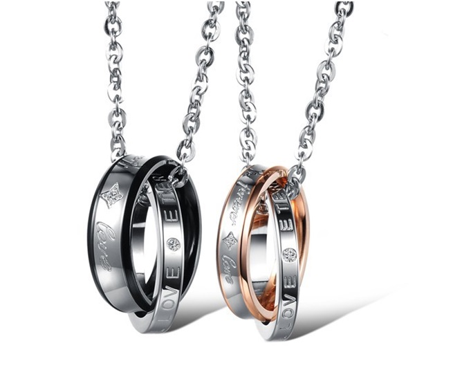 Him & Her Love Eternity Couple Necklace Set (2pc) Forever Love Couple Necklace; Relationship Jewelry; Autumn Gift Ideas, Love Necklace