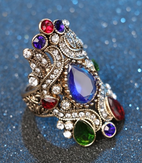 Beautiful Turkish Royal Crystal Ring - Available Sizes 7, 8, 9, 10