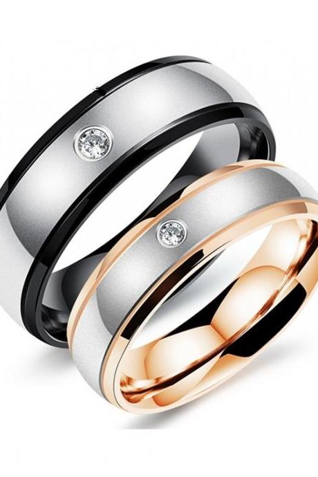 Her &amp;amp;amp; Him Promise Ring Band With Austrian Crystal- Available Sizes From 5 Thru 10