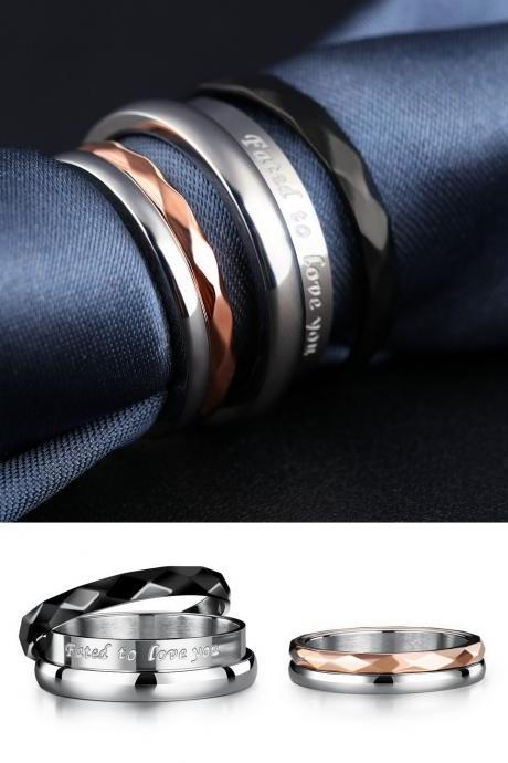 2 In 1 Removable Titanium Couple Rings - 2 Piece Set