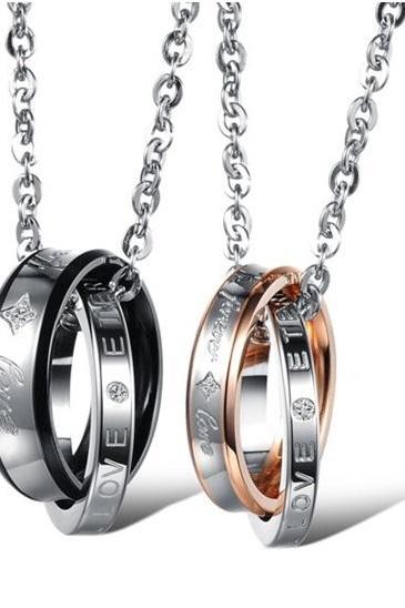 Him &amp;amp;amp; Her Love Eternity Couple Necklace Set (2pc) Forever Love Couple Necklace; Relationship Jewelry; Autumn Gift Ideas, Love